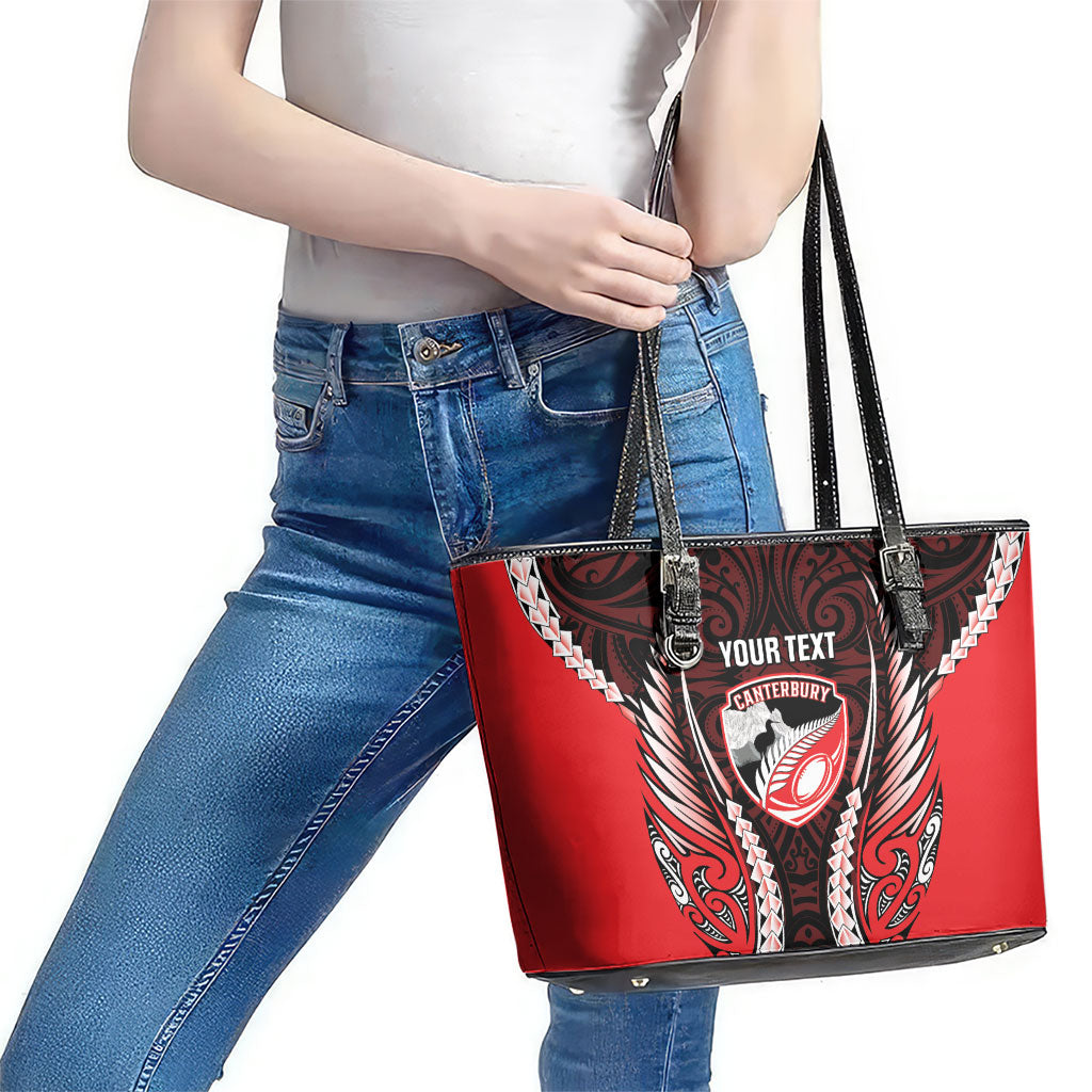 Canterbury 2026 Rugby Custom Leather Tote Bag NZ Maori Silver Fern LT14 - Polynesian Pride