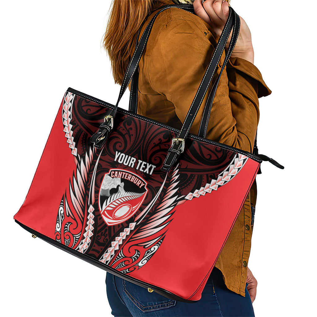 Canterbury 2026 Rugby Custom Leather Tote Bag NZ Maori Silver Fern LT14 - Polynesian Pride