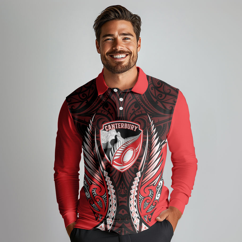 Canterbury 2026 Rugby Custom Long Sleeve Polo Shirt NZ Maori Silver Fern