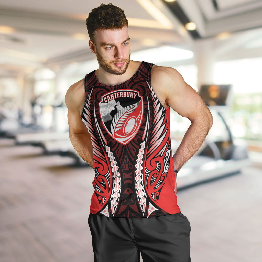 Canterbury 2026 Rugby Custom Men Tank Top NZ Maori Silver Fern LT14 Red - Polynesian Pride