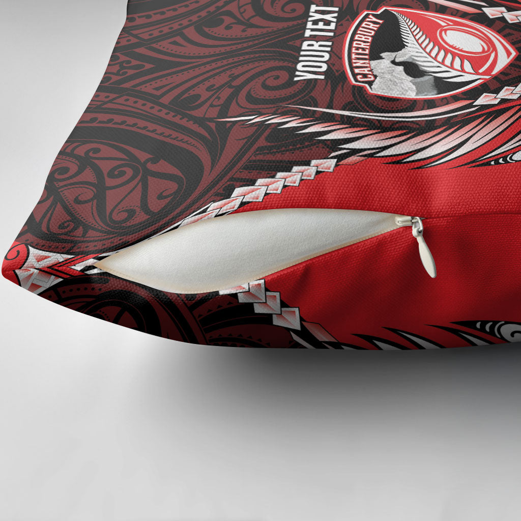 Canterbury 2026 Rugby Custom Pillow Cover NZ Maori Silver Fern
