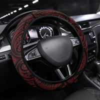 Canterbury 2026 Rugby Custom Steering Wheel Cover NZ Maori Silver Fern LT14 Universal Fit Red - Polynesian Pride
