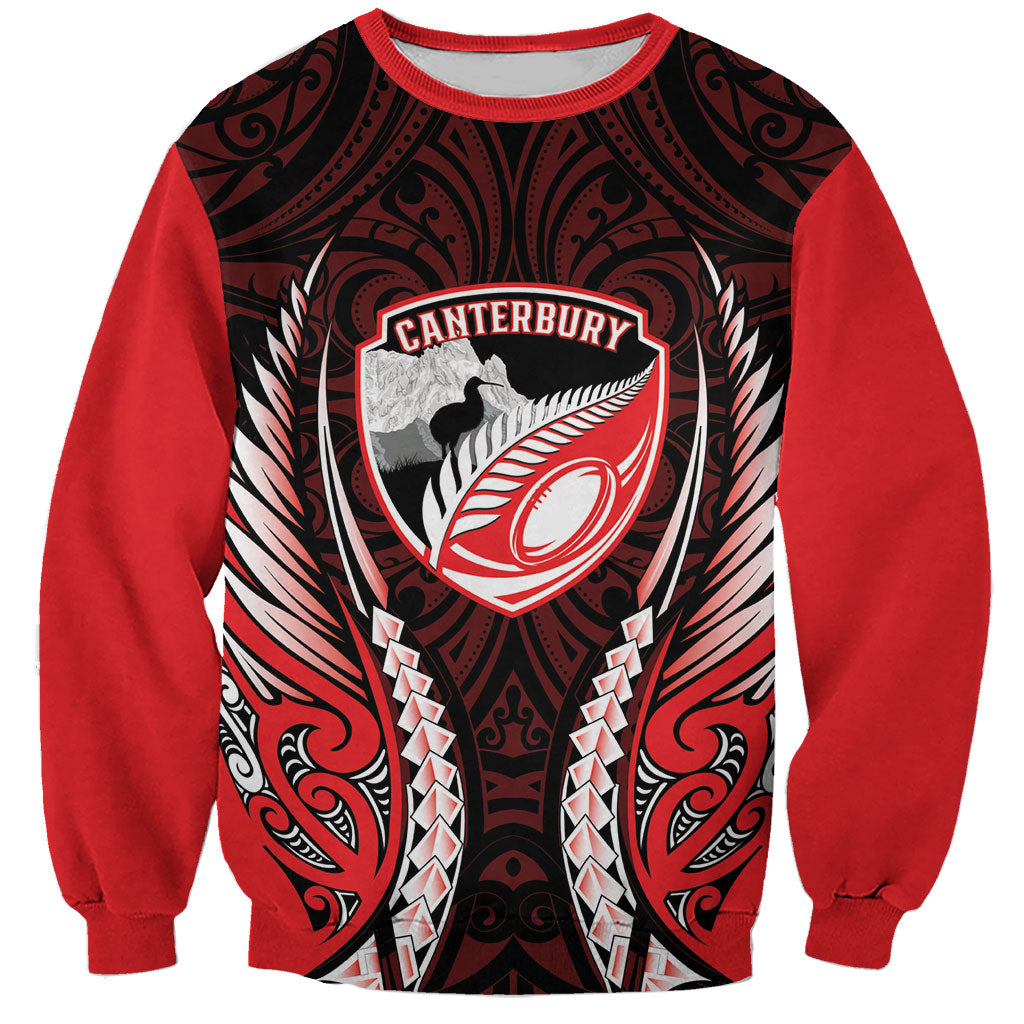 Canterbury 2026 Rugby Custom Sweatshirt NZ Maori Silver Fern LT14 Unisex Red - Polynesian Pride