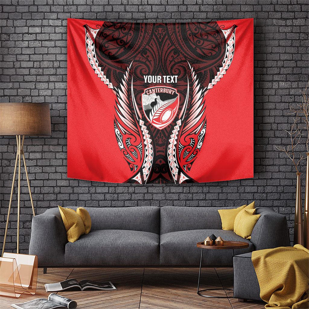 Canterbury 2026 Rugby Custom Tapestry NZ Maori Silver Fern LT14 Red - Polynesian Pride