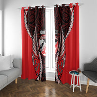Canterbury 2026 Rugby Custom Window Curtain NZ Maori Silver Fern LT14 With Grommets Red - Polynesian Pride