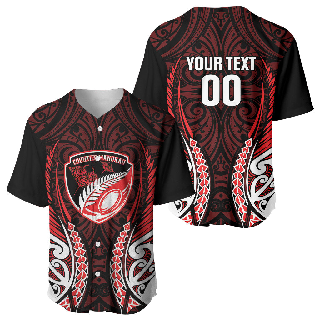 Counties Manukau 2026 Rugby Custom Baseball Jersey NZ Maori Silver Fern LT14 - Polynesian Pride