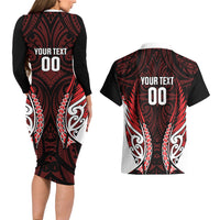 Counties Manukau 2026 Rugby Custom Couples Matching Long Sleeve Bodycon Dress and Hawaiian Shirt NZ Maori Silver Fern
