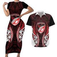 Counties Manukau 2026 Rugby Custom Couples Matching Short Sleeve Bodycon Dress and Hawaiian Shirt NZ Maori Silver Fern