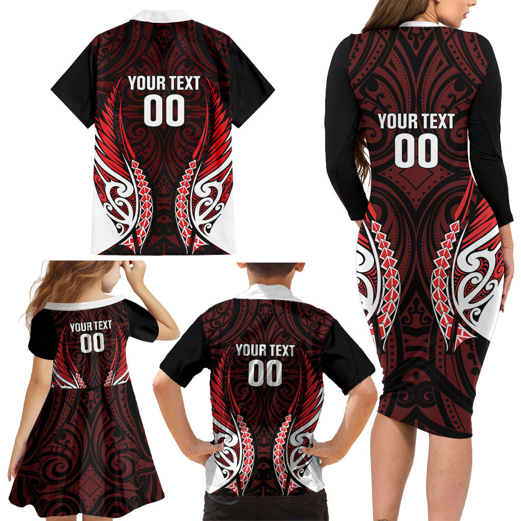 Counties Manukau 2026 Rugby Custom Family Matching Long Sleeve Bodycon Dress and Hawaiian Shirt NZ Maori Silver Fern