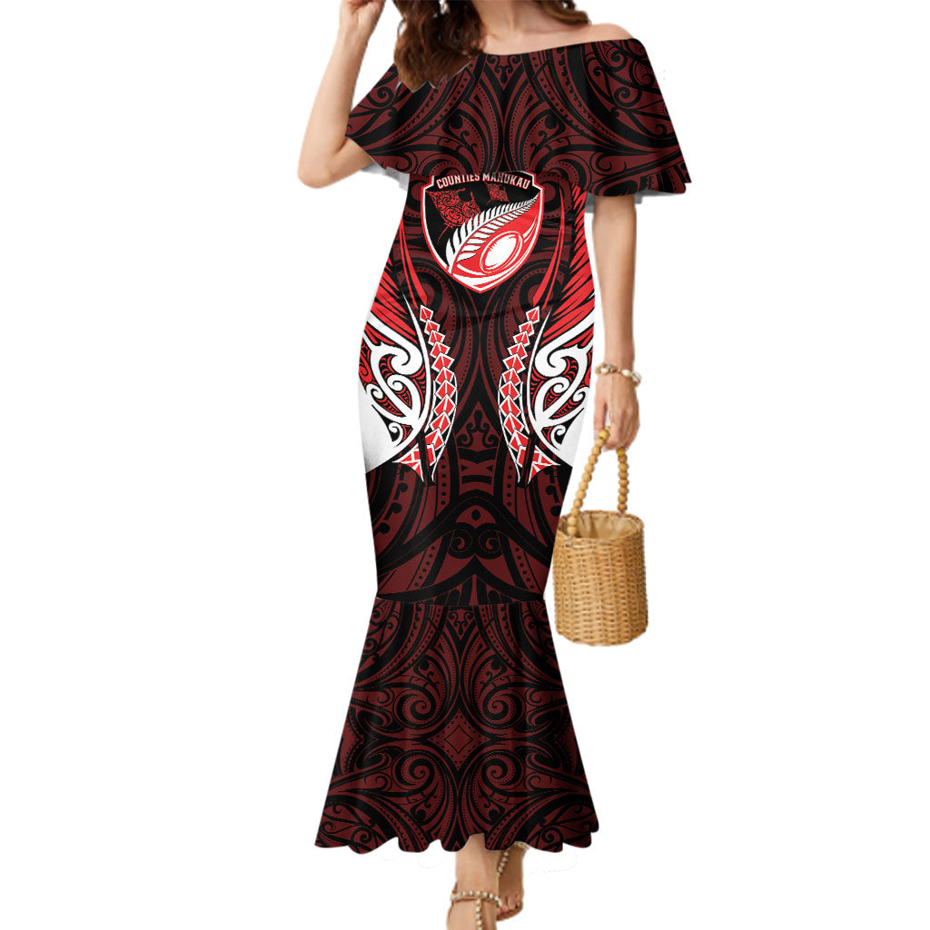 Counties Manukau 2026 Rugby Custom Family Matching Mermaid Dress and Hawaiian Shirt NZ Maori Silver Fern