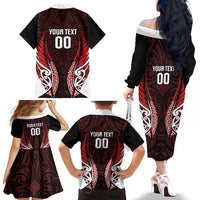 Counties Manukau 2026 Rugby Custom Family Matching Off The Shoulder Long Sleeve Dress and Hawaiian Shirt NZ Maori Silver Fern