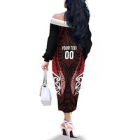Counties Manukau 2026 Rugby Custom Family Matching Off The Shoulder Long Sleeve Dress and Hawaiian Shirt NZ Maori Silver Fern