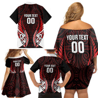 Counties Manukau 2026 Rugby Custom Family Matching Off Shoulder Short Dress and Hawaiian Shirt NZ Maori Silver Fern