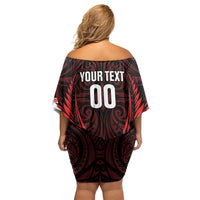 Counties Manukau 2026 Rugby Custom Family Matching Off Shoulder Short Dress and Hawaiian Shirt NZ Maori Silver Fern