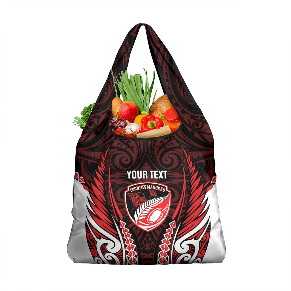Counties Manukau 2026 Rugby Custom Grocery Bag NZ Maori Silver Fern LT14 1-pack One Size Red - Polynesian Pride