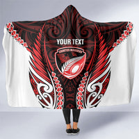 Counties Manukau 2026 Rugby Custom Hooded Blanket NZ Maori Silver Fern LT14 One Size Red - Polynesian Pride