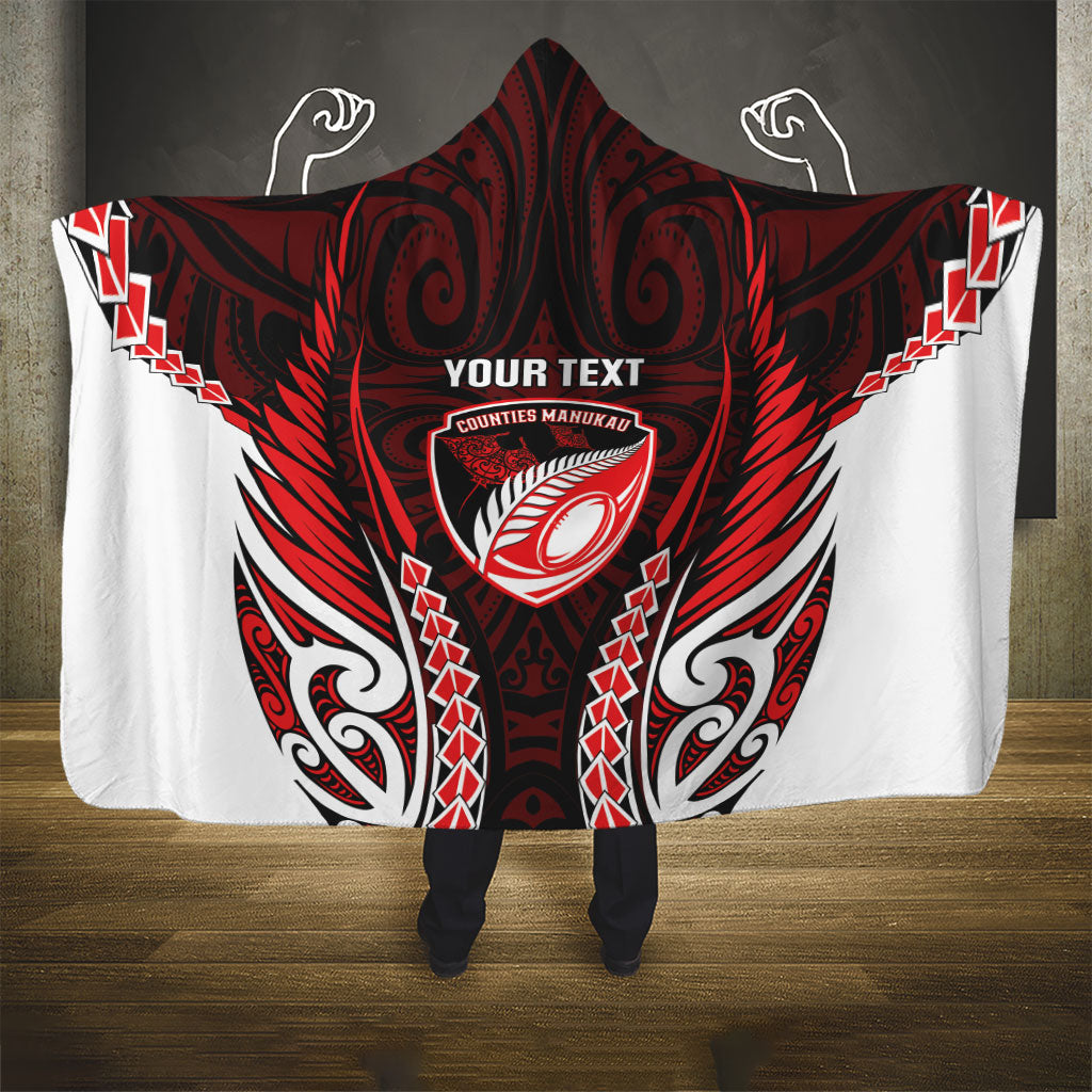 Counties Manukau 2026 Rugby Custom Hooded Blanket NZ Maori Silver Fern LT14 - Polynesian Pride