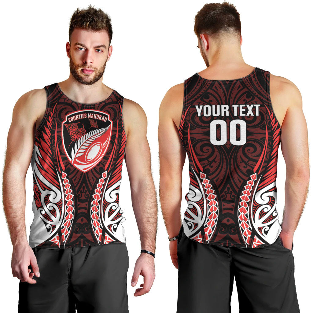 Counties Manukau 2026 Rugby Custom Men Tank Top NZ Maori Silver Fern LT14 - Polynesian Pride