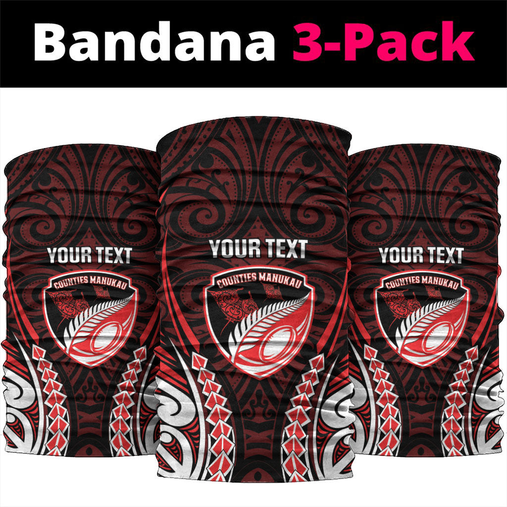 Counties Manukau 2026 Rugby Custom Neck Gaiter NZ Maori Silver Fern LT14 package One Size: 25*50cm Red - Polynesian Pride