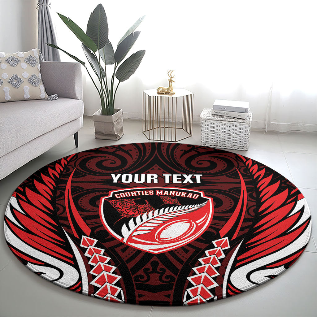 Counties Manukau 2026 Rugby Custom Round Carpet NZ Maori Silver Fern LT14 - Polynesian Pride