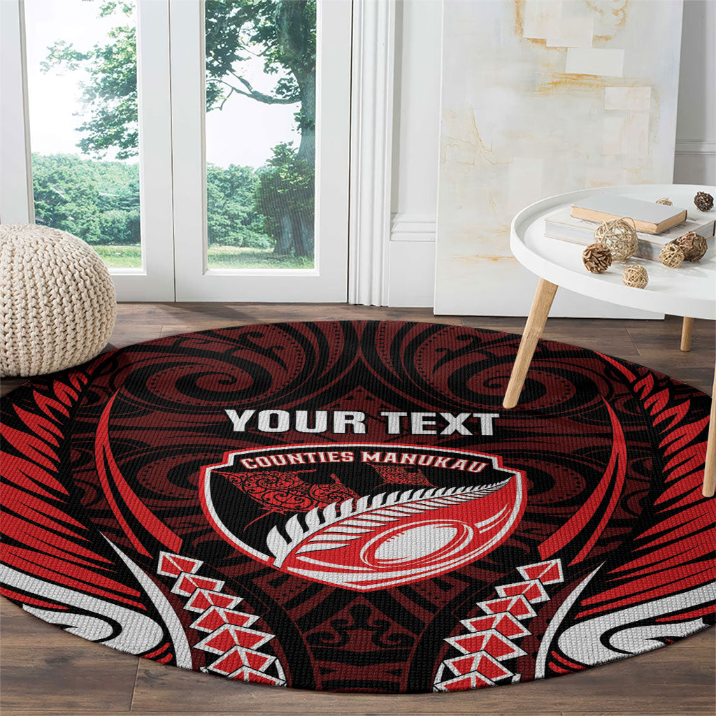 Counties Manukau 2026 Rugby Custom Round Carpet NZ Maori Silver Fern LT14 - Polynesian Pride