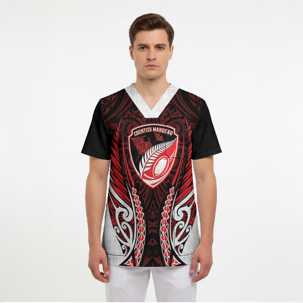 Counties Manukau 2026 Rugby Custom Scrub Top NZ Maori Silver Fern