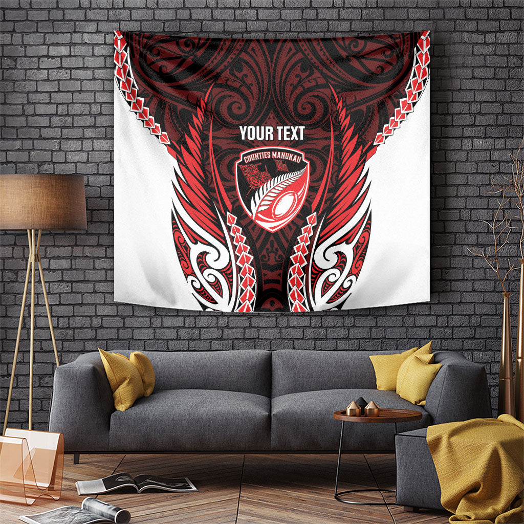 Counties Manukau 2026 Rugby Custom Tapestry NZ Maori Silver Fern