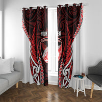 Counties Manukau 2026 Rugby Custom Window Curtain NZ Maori Silver Fern LT14 With Grommets Red - Polynesian Pride
