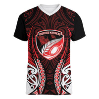 Counties Manukau 2026 Rugby Custom Women V-Neck T-Shirt NZ Maori Silver Fern