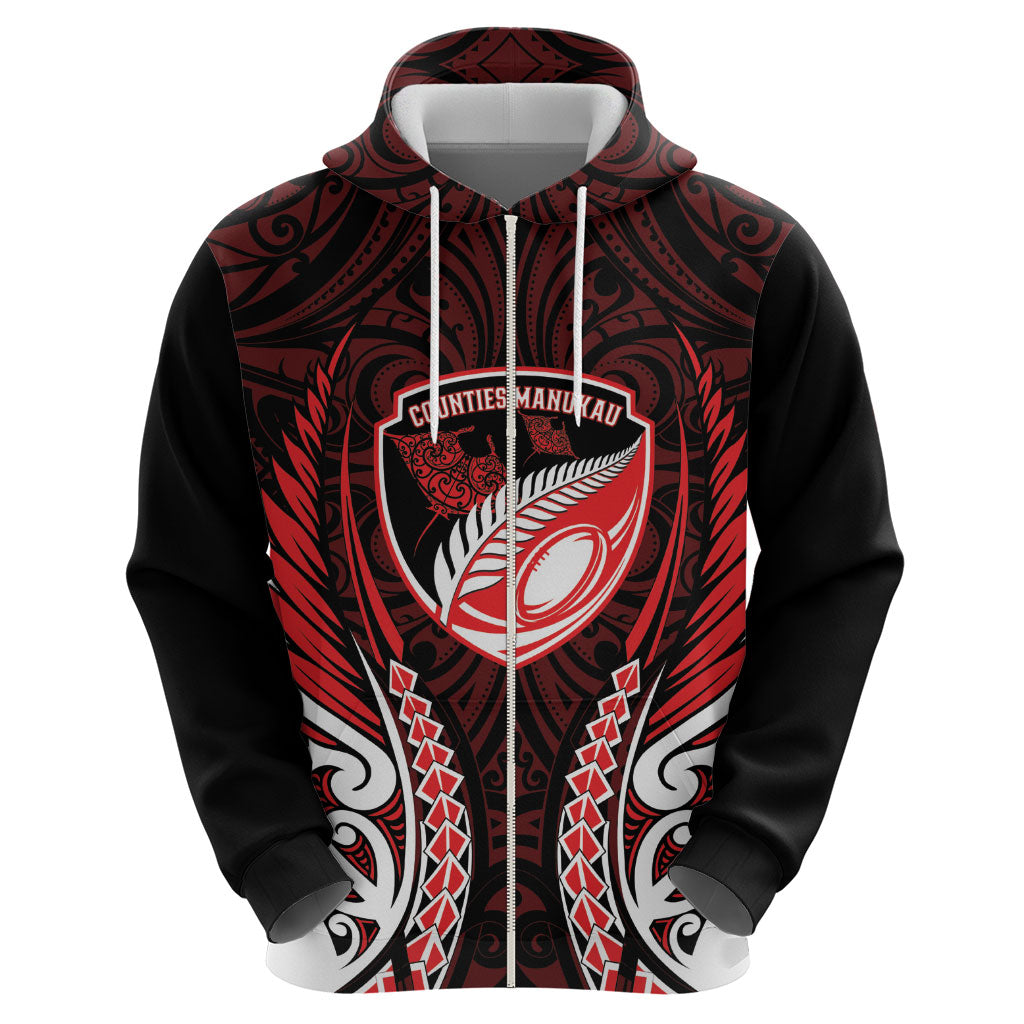 Counties Manukau 2026 Rugby Custom Zip Hoodie NZ Maori Silver Fern