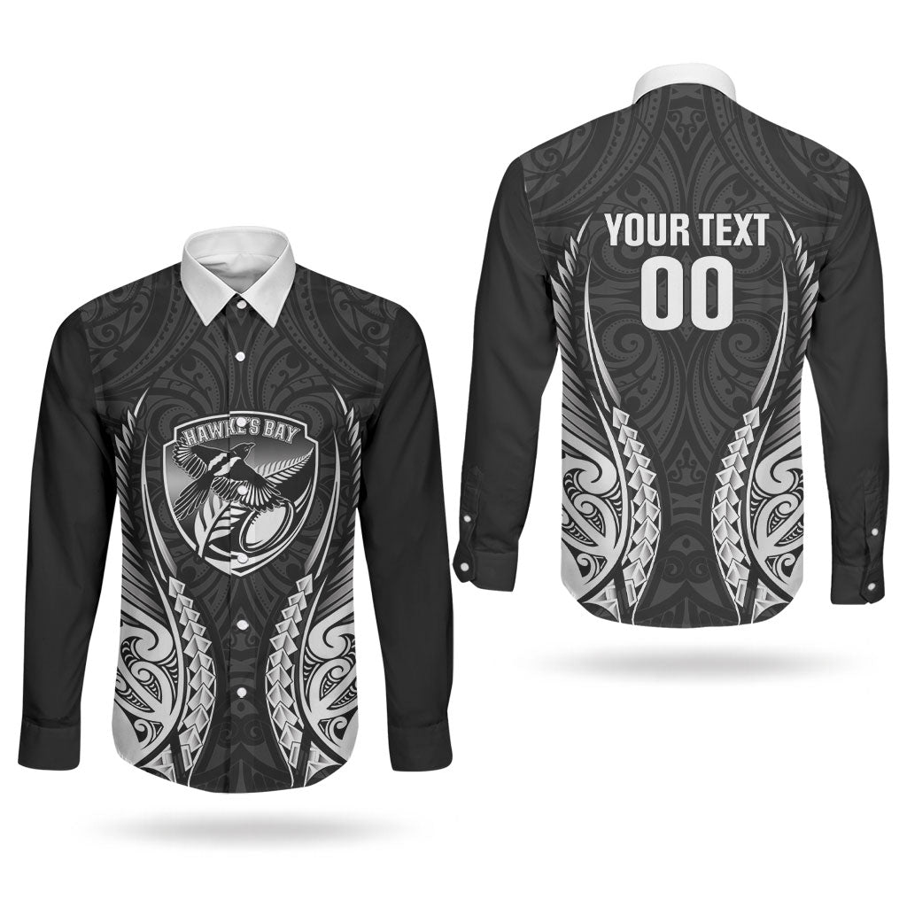 Hawke's Bay 2026 Rugby Custom Couples Matching Long Sleeve Bodycon Dress and Long Sleeve Button Shirt NZ Maori Silver Fern LT14 - Polynesian Pride