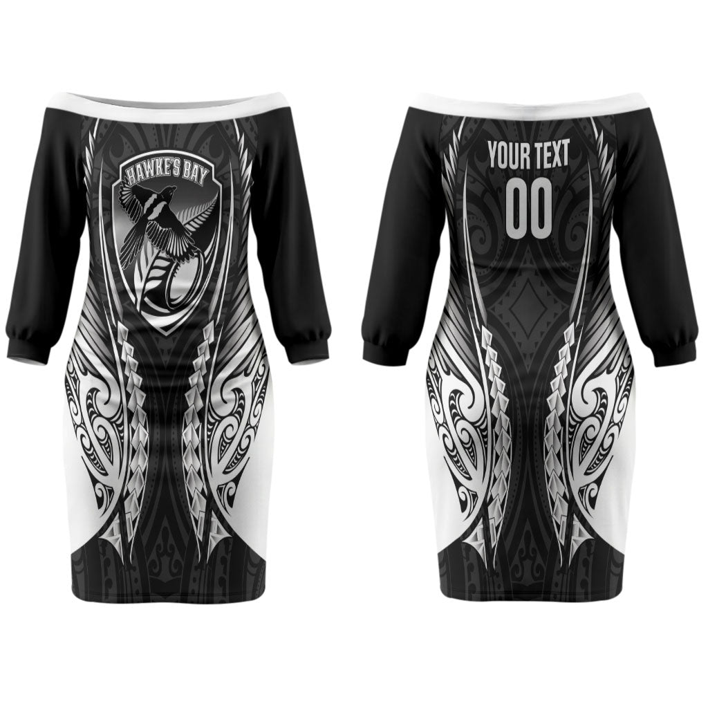 Hawke's Bay 2026 Rugby Custom Couples Matching Off The Shoulder Long Sleeve Dress and Long Sleeve Button Shirt NZ Maori Silver Fern LT14