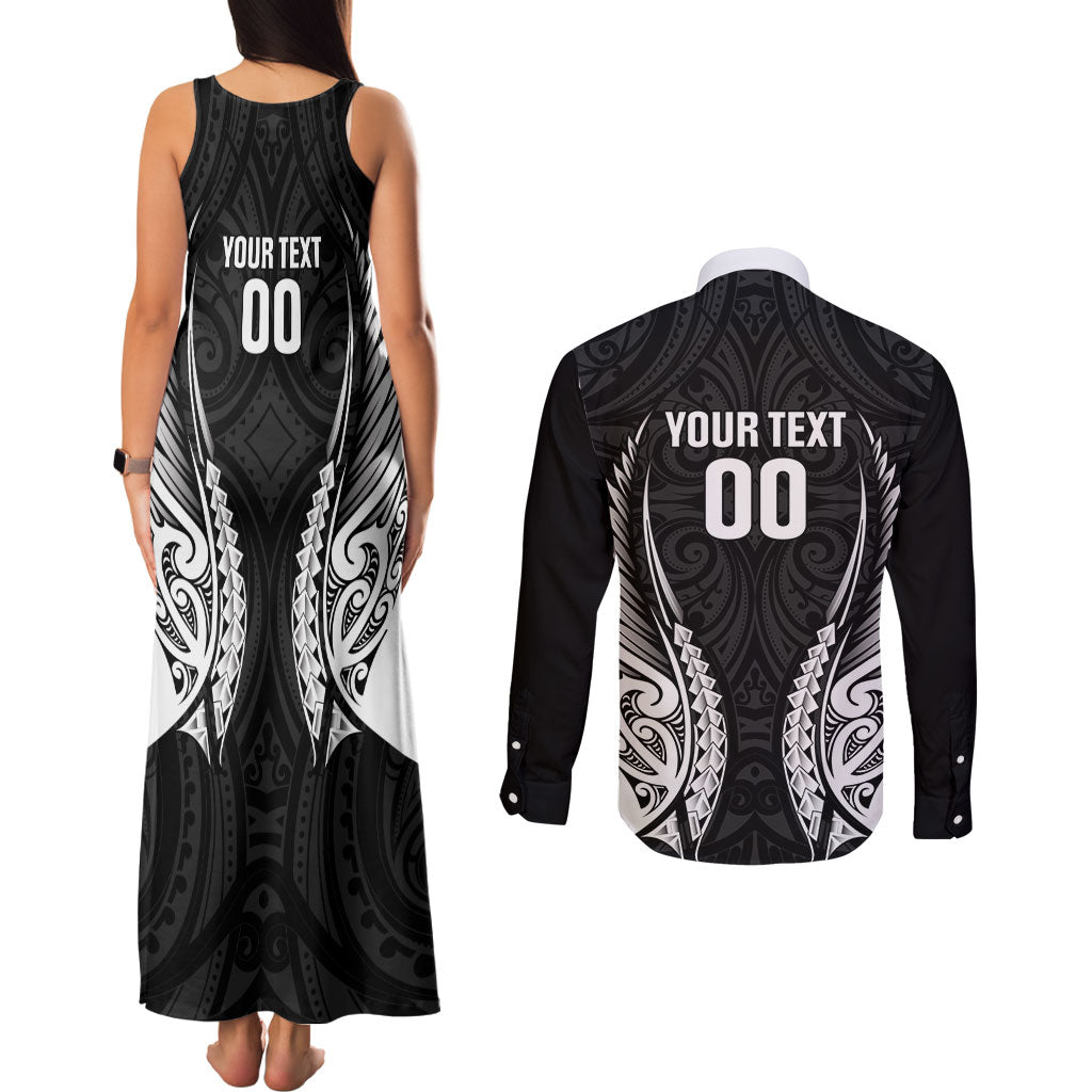 Hawke's Bay 2026 Rugby Custom Couples Matching Tank Maxi Dress and Long Sleeve Button Shirt NZ Maori Silver Fern