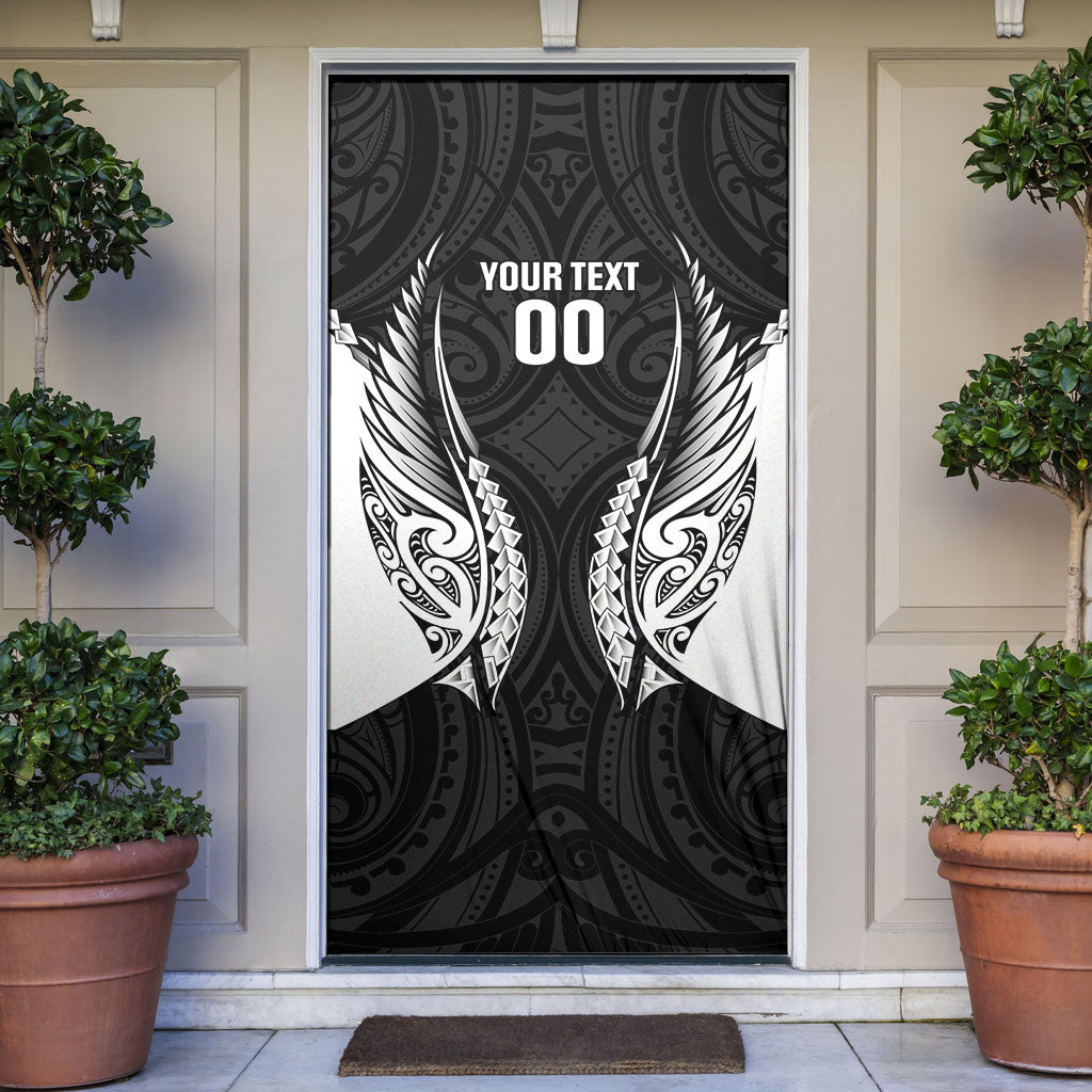 Hawke's Bay 2026 Rugby Custom Door Cover NZ Maori Silver Fern LT14 Black - Polynesian Pride