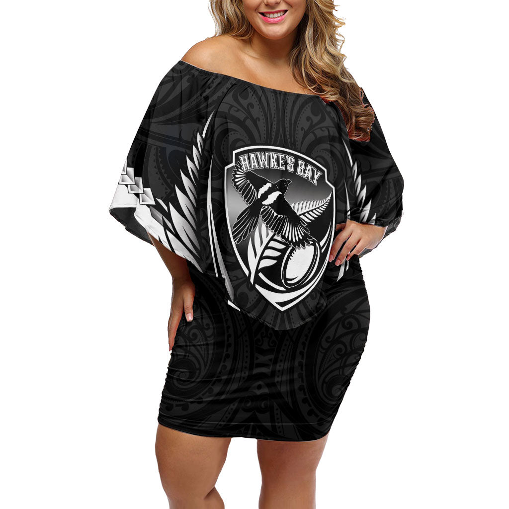 Hawke's Bay 2026 Rugby Custom Family Matching Off Shoulder Short Dress and Hawaiian Shirt NZ Maori Silver Fern