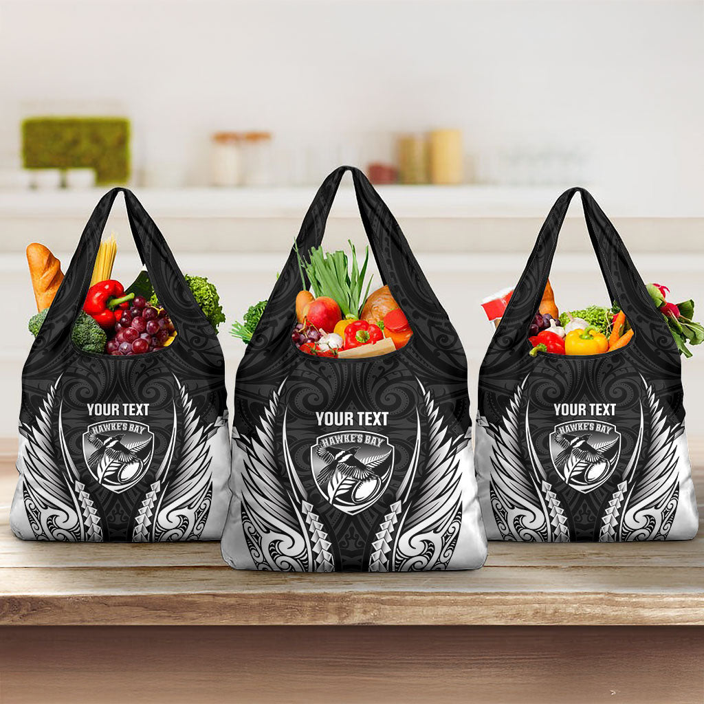 Hawke's Bay 2026 Rugby Custom Grocery Bag NZ Maori Silver Fern LT14 3-pack One Size Black - Polynesian Pride