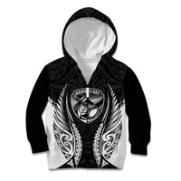 Hawke's Bay 2026 Rugby Custom Kid Hoodie NZ Maori Silver Fern LT14 Zip Hoodie Black - Polynesian Pride