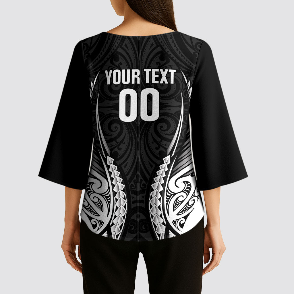 Hawke's Bay 2026 Rugby Custom Kimono Sleeve Blouse NZ Maori Silver Fern LT14 - Polynesian Pride
