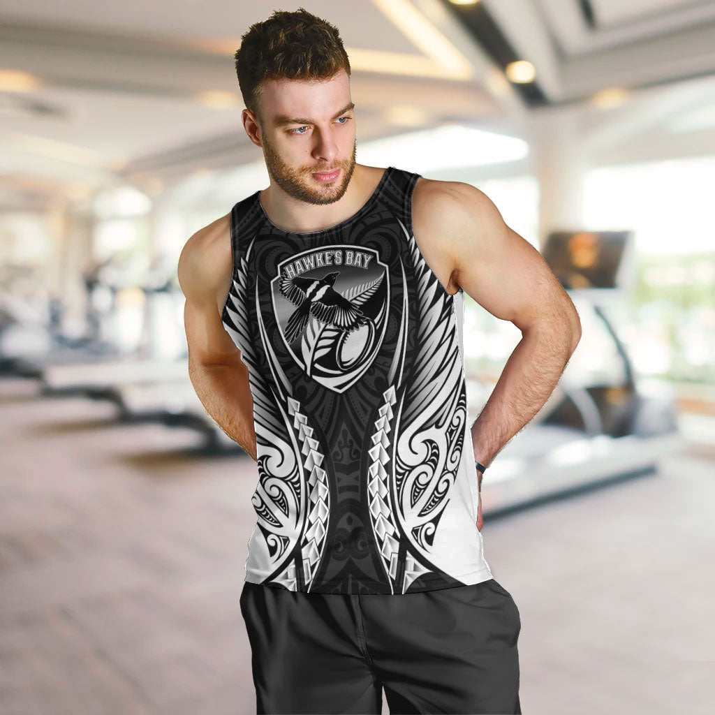 Hawke's Bay 2026 Rugby Custom Men Tank Top NZ Maori Silver Fern LT14 Black - Polynesian Pride