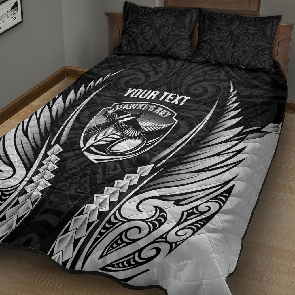 Hawke's Bay 2026 Rugby Custom Quilt Bed Set NZ Maori Silver Fern