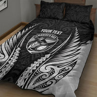 Hawke's Bay 2026 Rugby Custom Quilt Bed Set NZ Maori Silver Fern