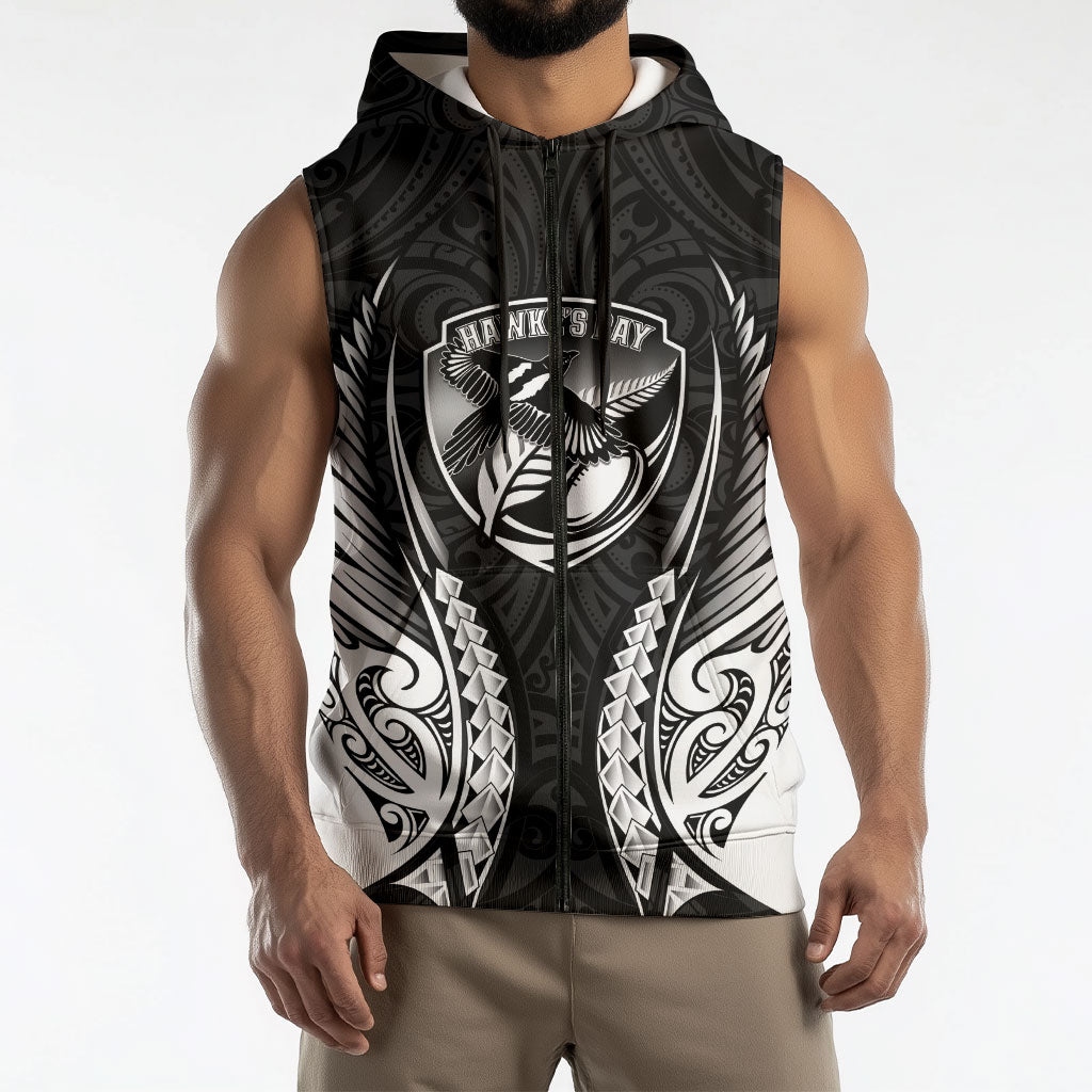 Hawke's Bay 2026 Rugby Custom Sleeveless Zip Hoodie NZ Maori Silver Fern