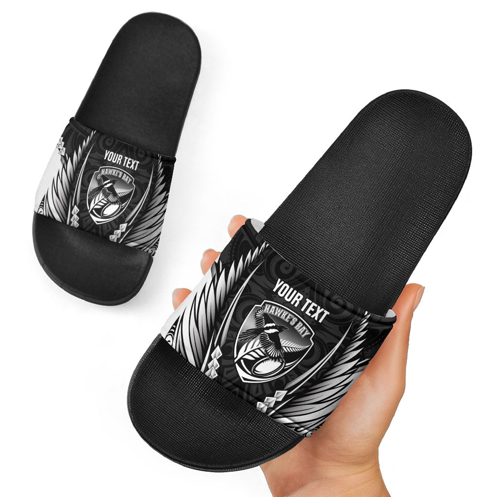 Hawke's Bay 2026 Rugby Custom Slide Sandals NZ Maori Silver Fern