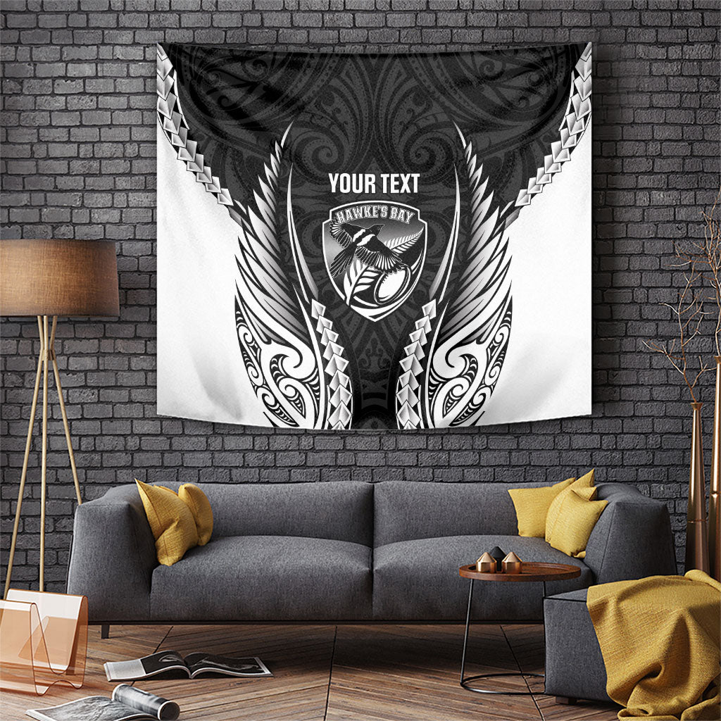 Hawke's Bay 2026 Rugby Custom Tapestry NZ Maori Silver Fern LT14 Black - Polynesian Pride