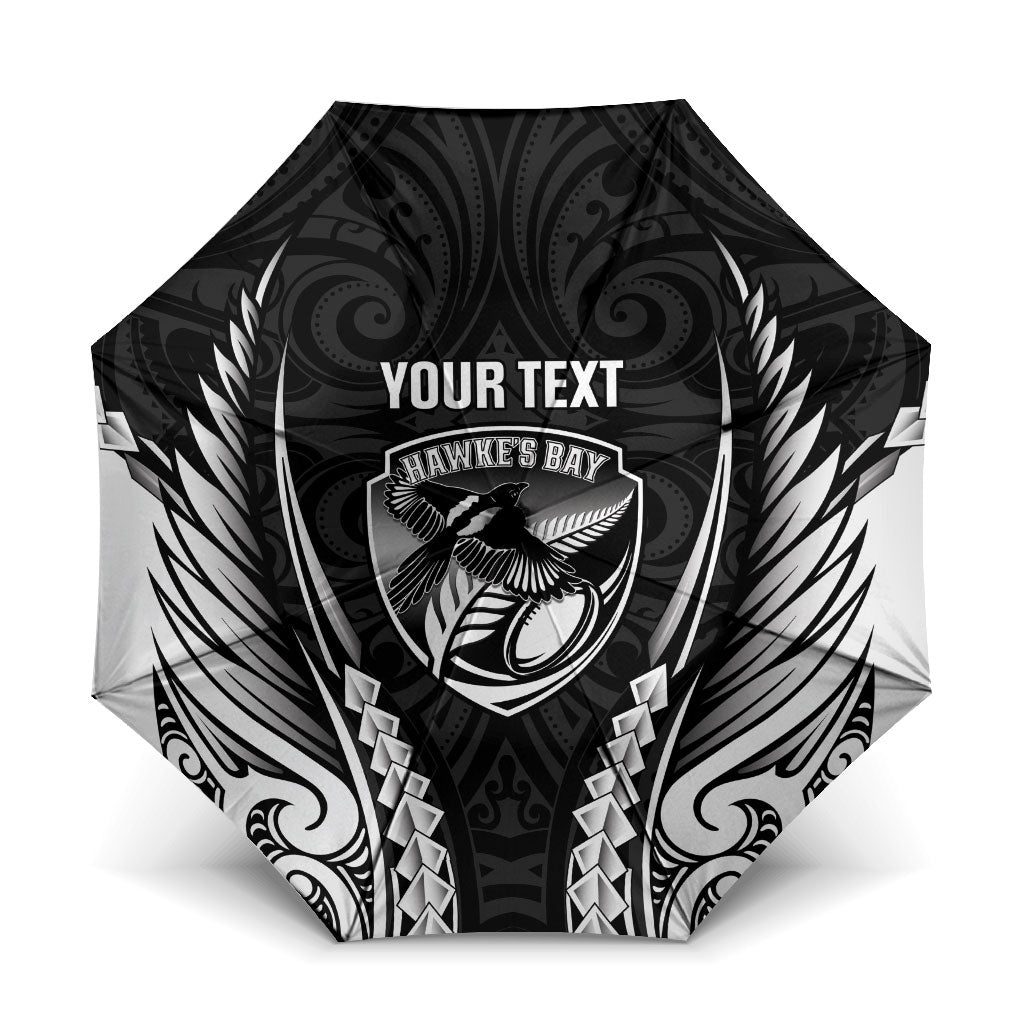 Hawke's Bay 2026 Rugby Custom Umbrella NZ Maori Silver Fern LT14 One Size Folded 11.42 inch Opened Diameter 37.4 inch Black - Polynesian Pride