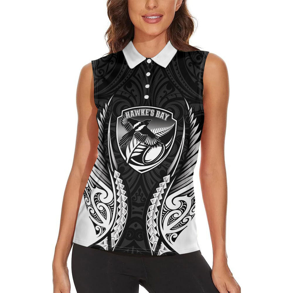 Hawke's Bay 2026 Rugby Custom Women Sleeveless Polo Shirt NZ Maori Silver Fern