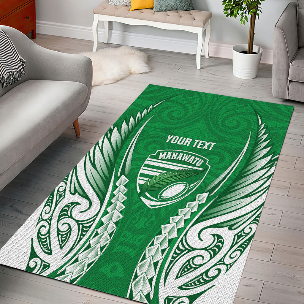 Manawatu 2026 Rugby Custom Area Rug NZ Maori Silver Fern LT14 - Polynesian Pride