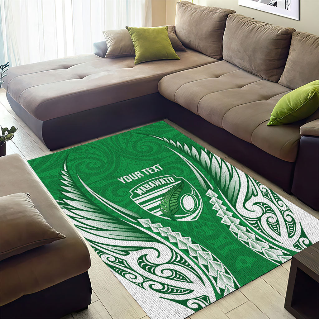 Manawatu 2026 Rugby Custom Area Rug NZ Maori Silver Fern LT14 - Polynesian Pride