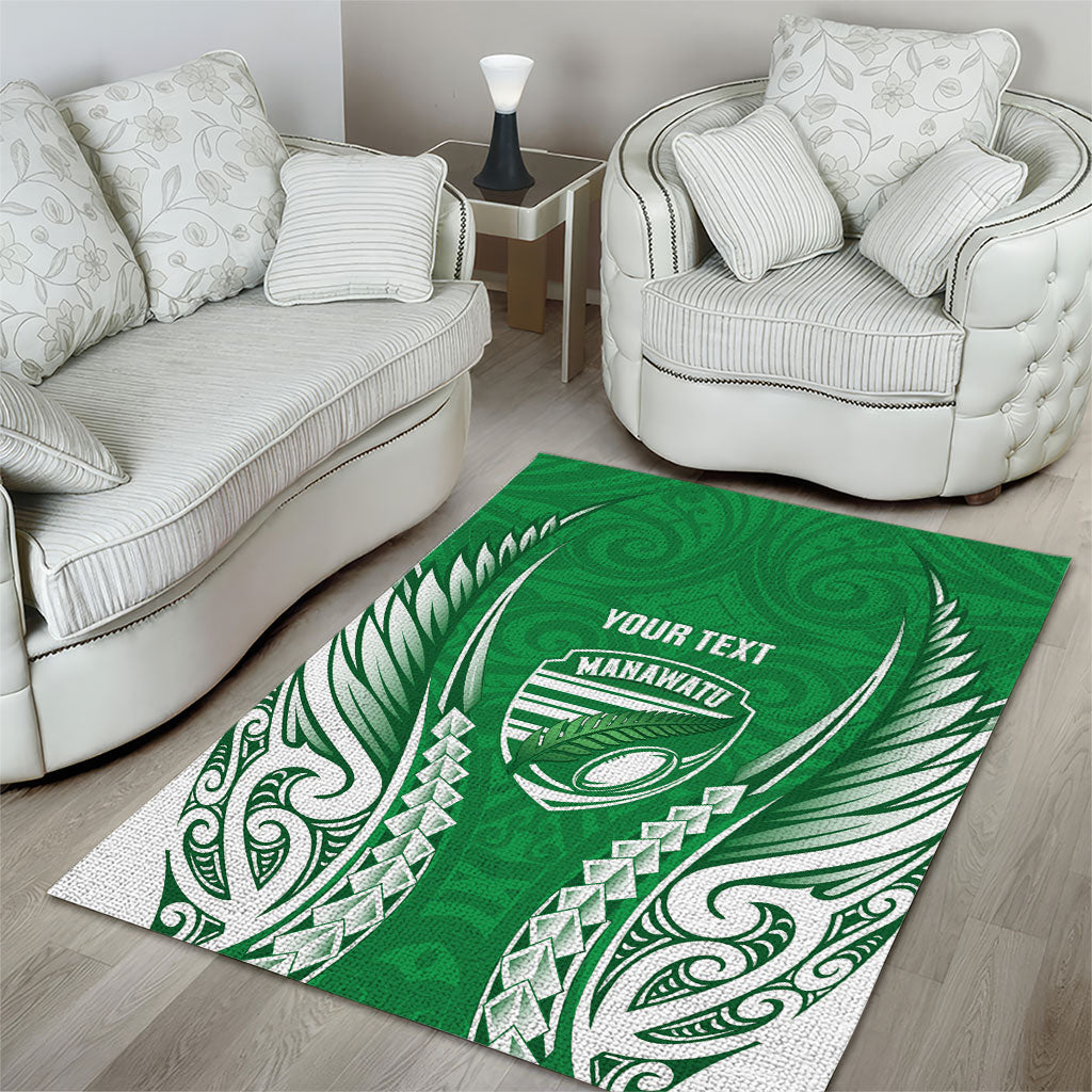 Manawatu 2026 Rugby Custom Area Rug NZ Maori Silver Fern LT14 - Polynesian Pride