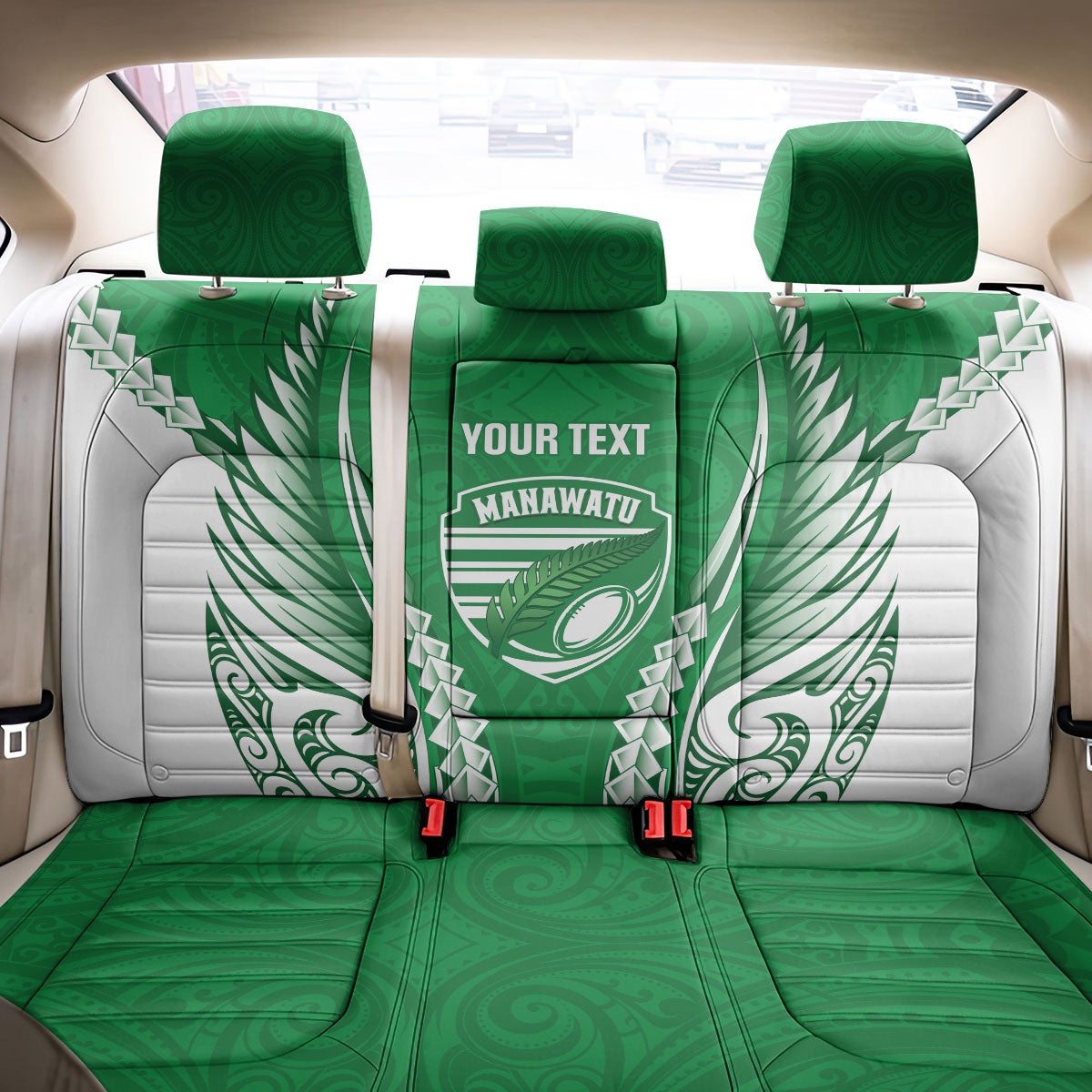 Manawatu 2026 Rugby Custom Back Car Seat Cover NZ Maori Silver Fern